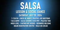 Salsa Lessons with Ava & Rodolfo - Saturday, JuLy 20, 2024